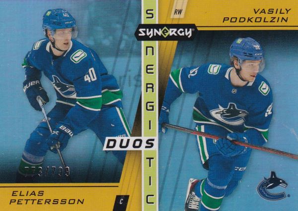 insert RC karta PETTERSSON/PODKOLZIN 21-22 Synergy Synergistic Duos Stars and Rookies /799